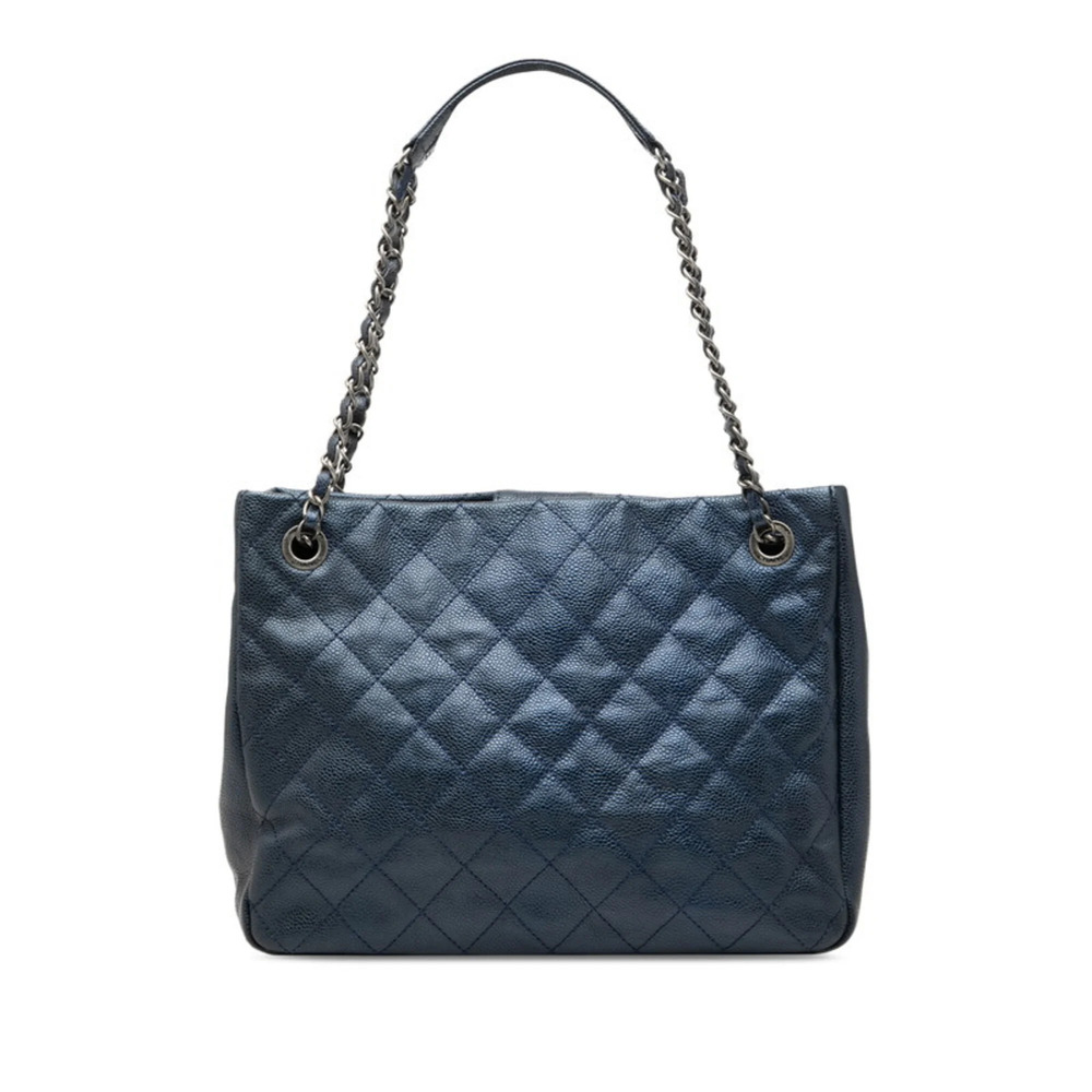 CHANEL Blue Caviar Leather Tote Bag